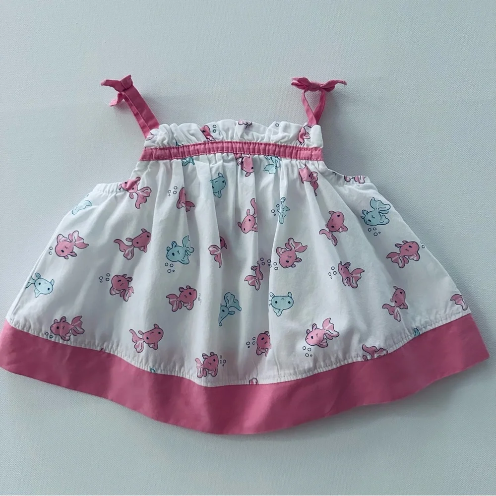 Gymboree 3-6 Months Baby Girl Goldfish Top Shorts Set Outfit Pink Summer